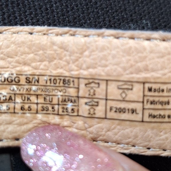 UGG (NEW) Black Suede Leather Designer Chapala Platform Wedge Shoes Size 8.5 - Picture 12 of 13